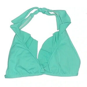 Ralph Lauren Turquoise Ruffle Trim String Bikini Top Gold Closure Size S Small